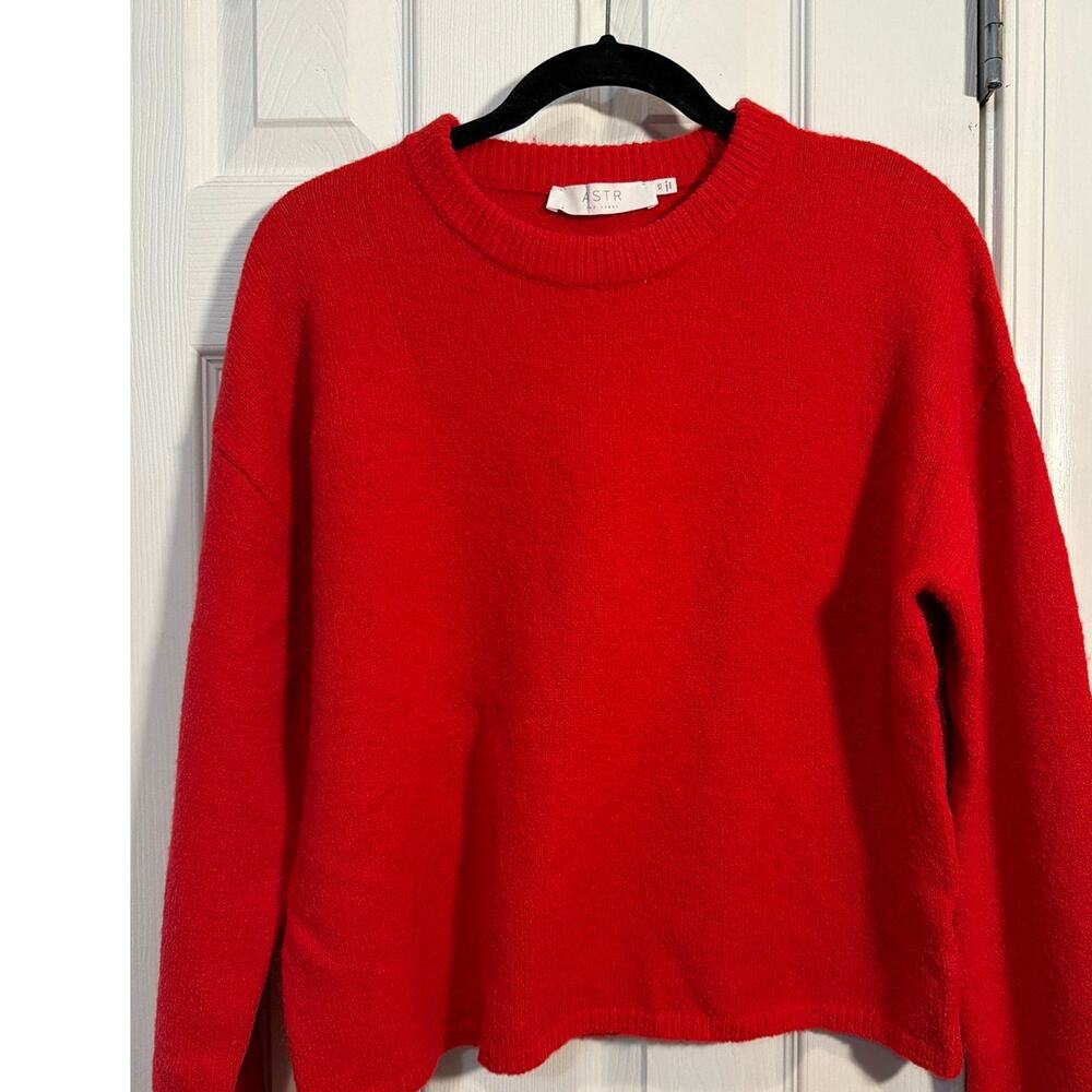 ASTR The Label Red Crewneck Sweater XS Oversized Boxy knit pullover